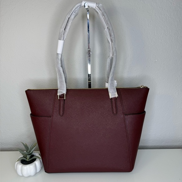 Michael Kors Large Charlotte Tote Bag Luggage Leather Oxblood (NWT) - Picture 3 of 10